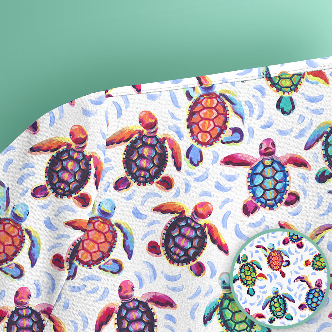 Colorful Sea Turtle Wave Pattern Scrub Top, Comfortable Scrubs for Nurses