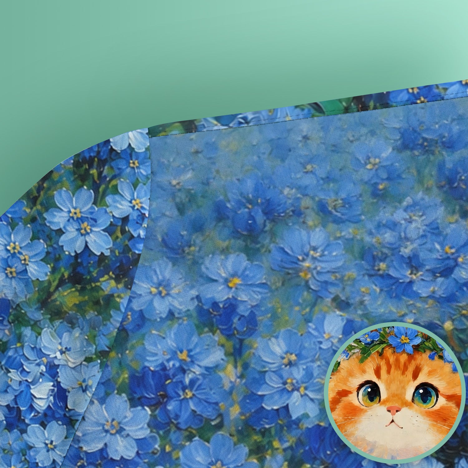 Cute Blue Floral Cat Nurse for Pediatric Nurses, RN, CNA, Pet Lover Medical Scrub Top, Comfortable Scrubs for Nurses