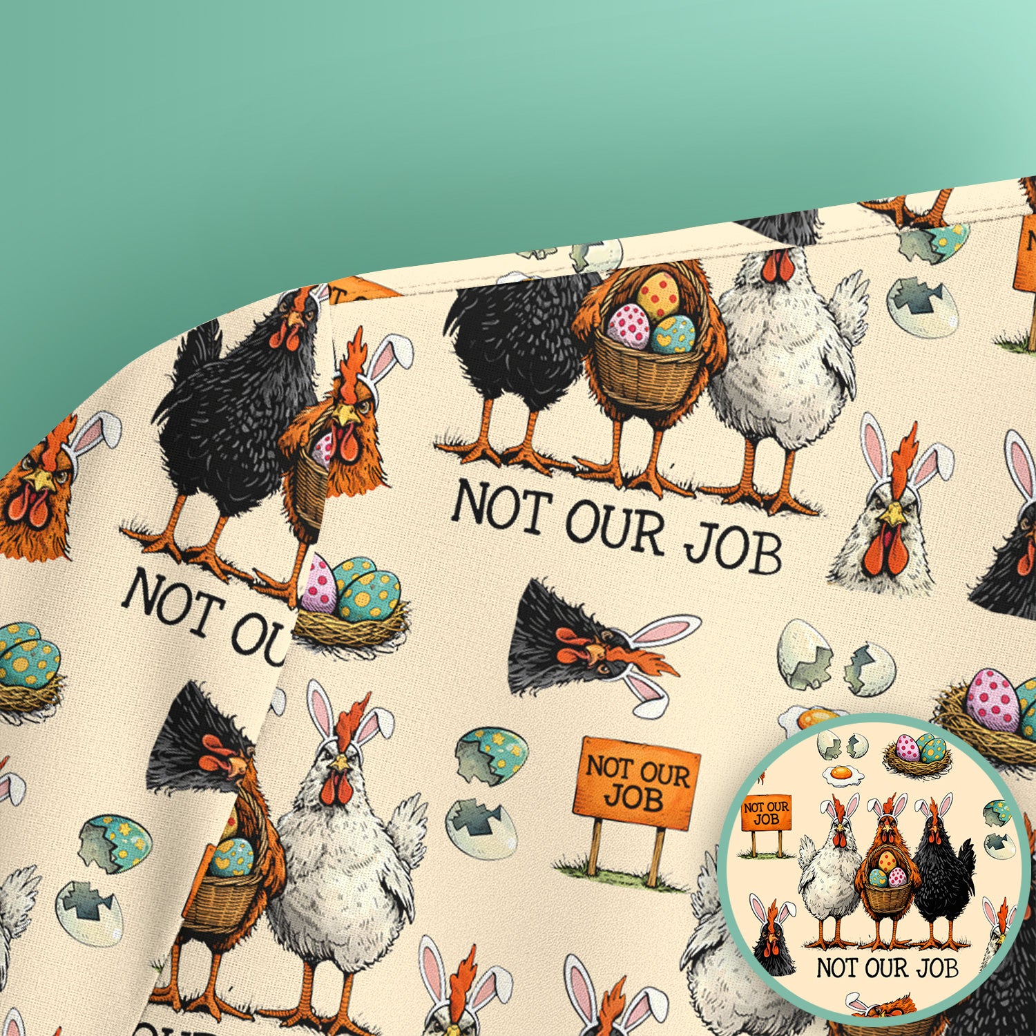 Funny Easter Chicken Humor Pattern Scrub Top, Comfortable Scrubs for Nurses