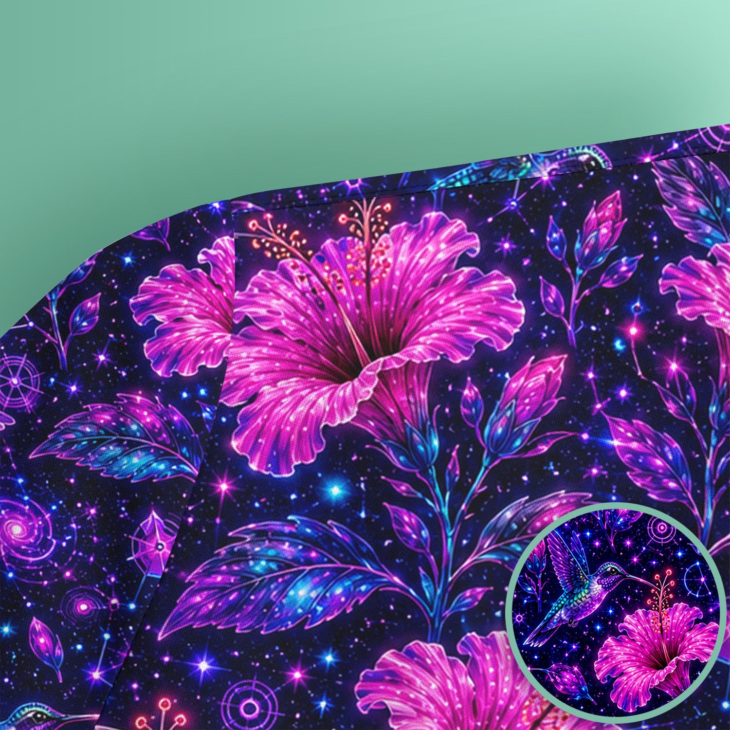 Galaxy Floral Hummingbird Nurse Pattern Scrub Top, Comfortable Scrubs for Nurses