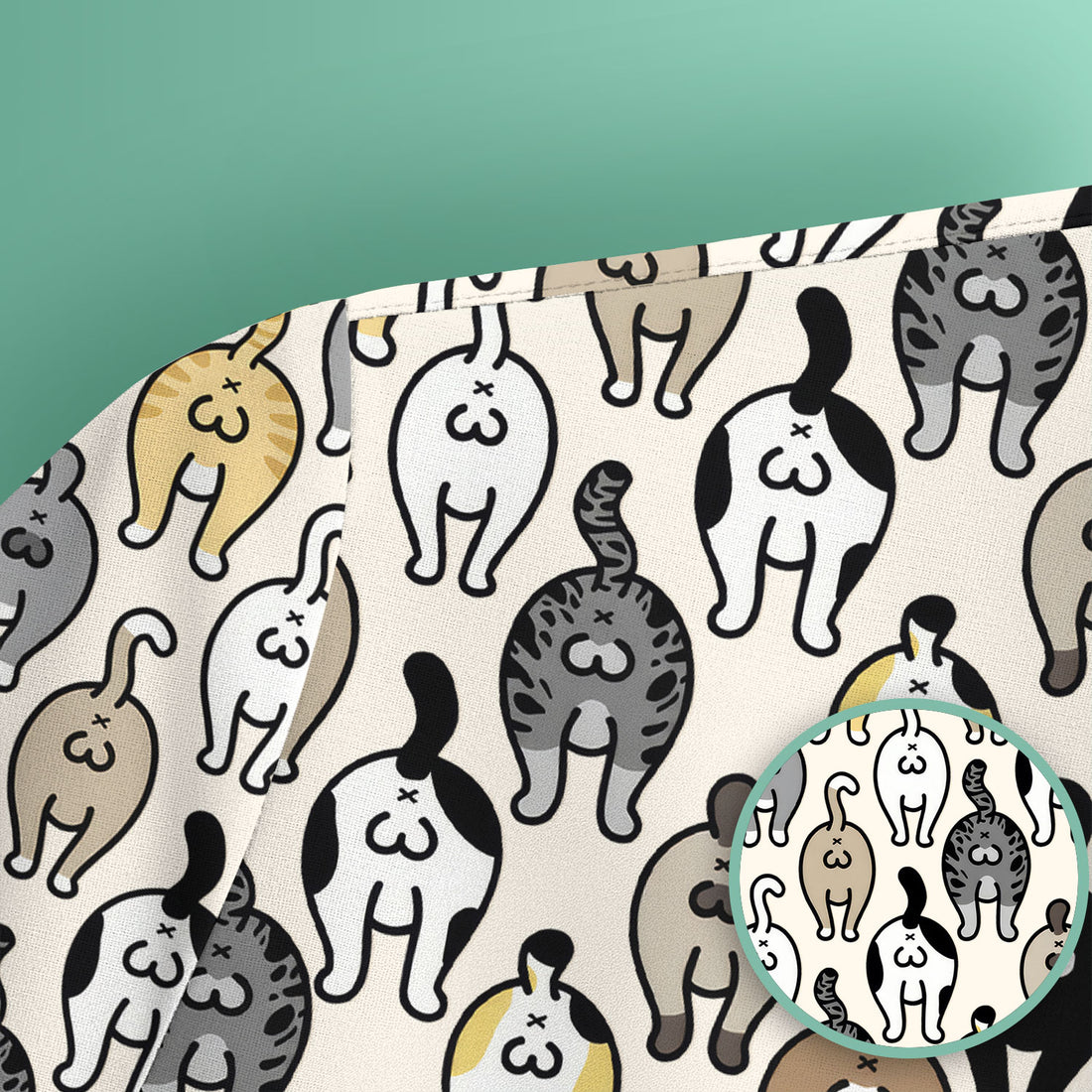 Cat Lover Nurse Scrub Top, Funny Cat Butt Pattern Medical Shirt, Breathable Fabrics Nursing Uniform
