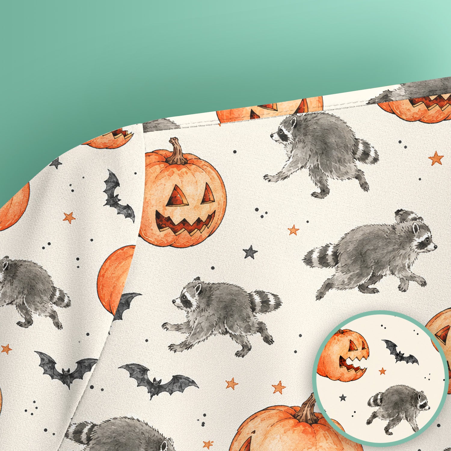 Spooky Halloween Raccoon And Pumpkin Scrub Top, Comfortable Scrubs for Nurses