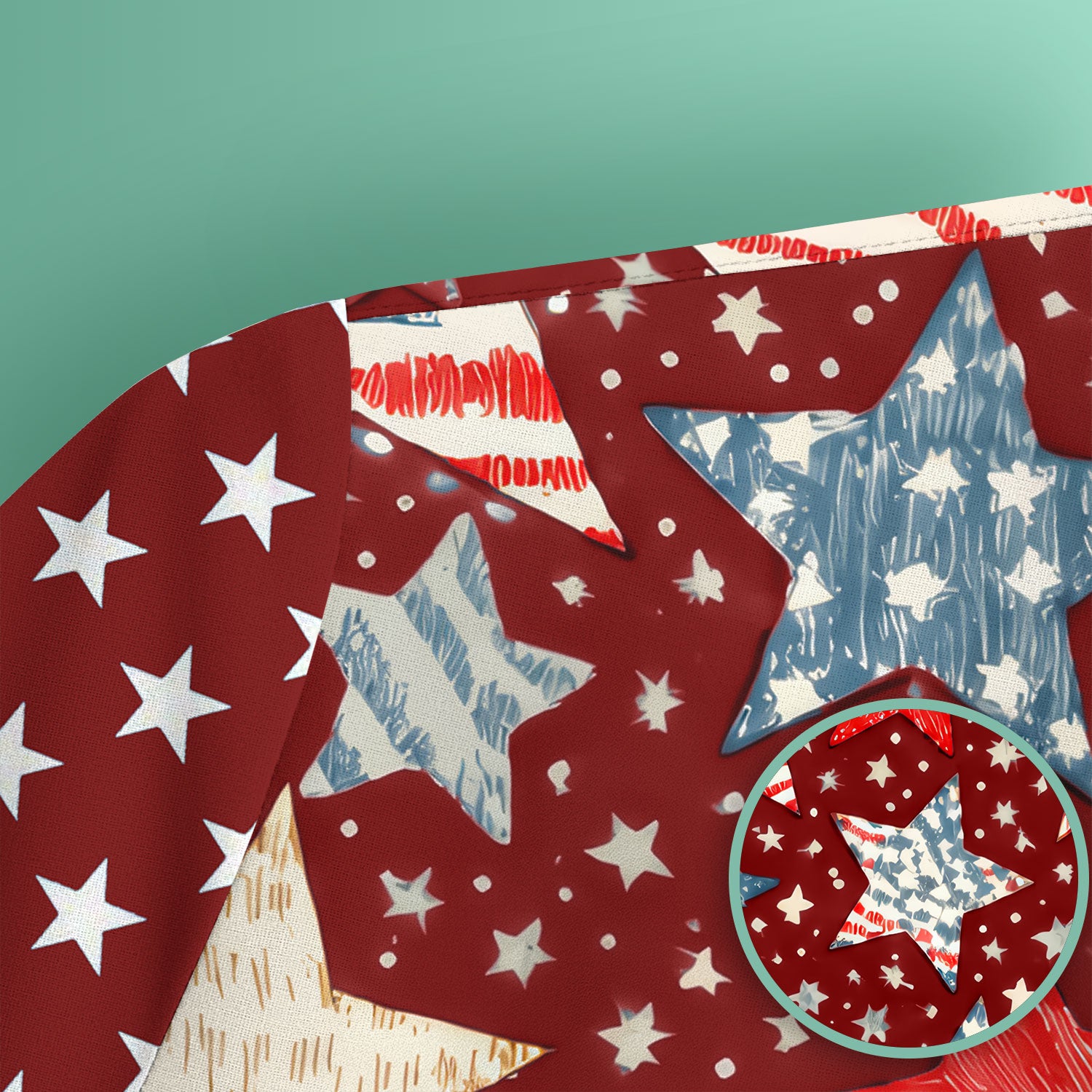 Patriotic Star Pattern Medical Scrub Top, Breathable Fabrics Nursing Uniform