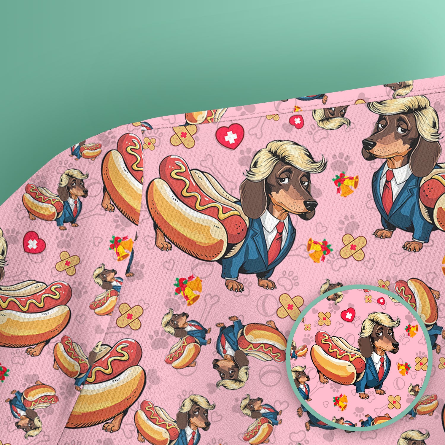 They're Eating The Dogs - Funny Dachshund Hot Dog Scrub Top - Hilarious Medical Uniform