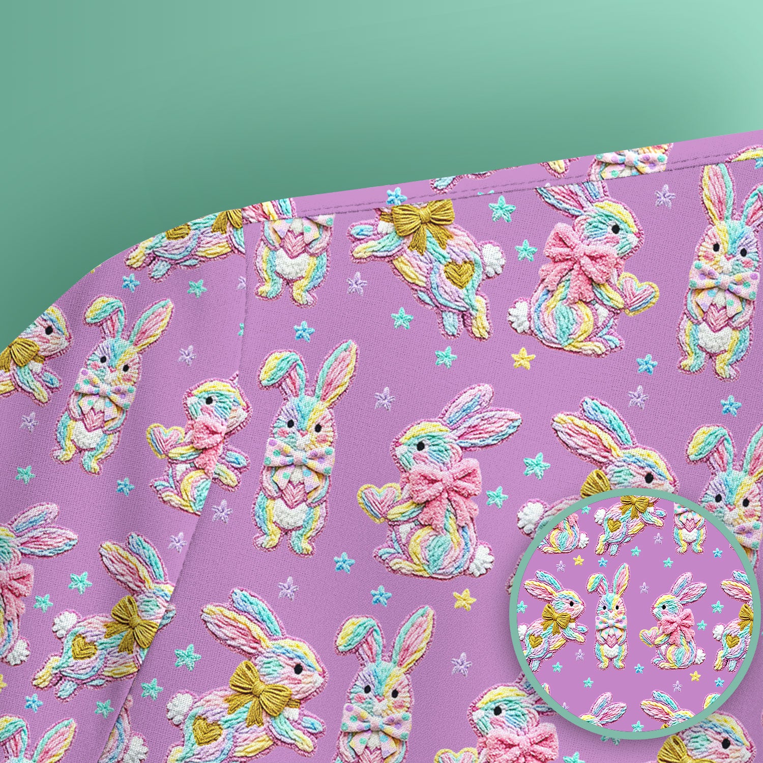Cartoon Bunny All Over Print Scrub Top, Comfortable Scrubs for Nurses, Easter