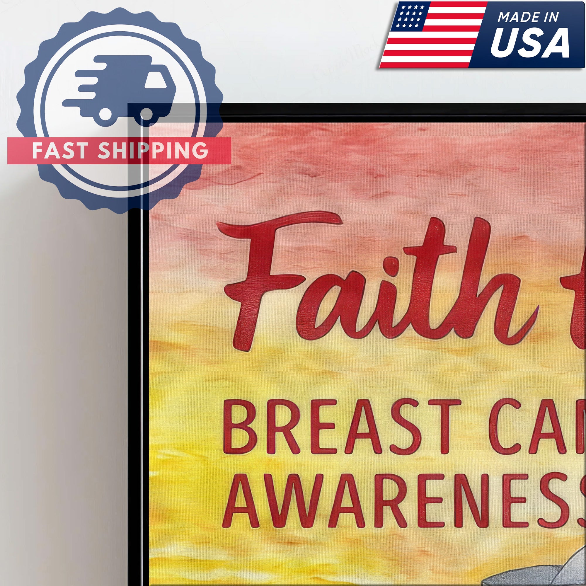 Faith Hope Love Breast Cancer Awareness Canvas, Inspirational Nurse Gift Home Decor, RN LPN CNA Gift