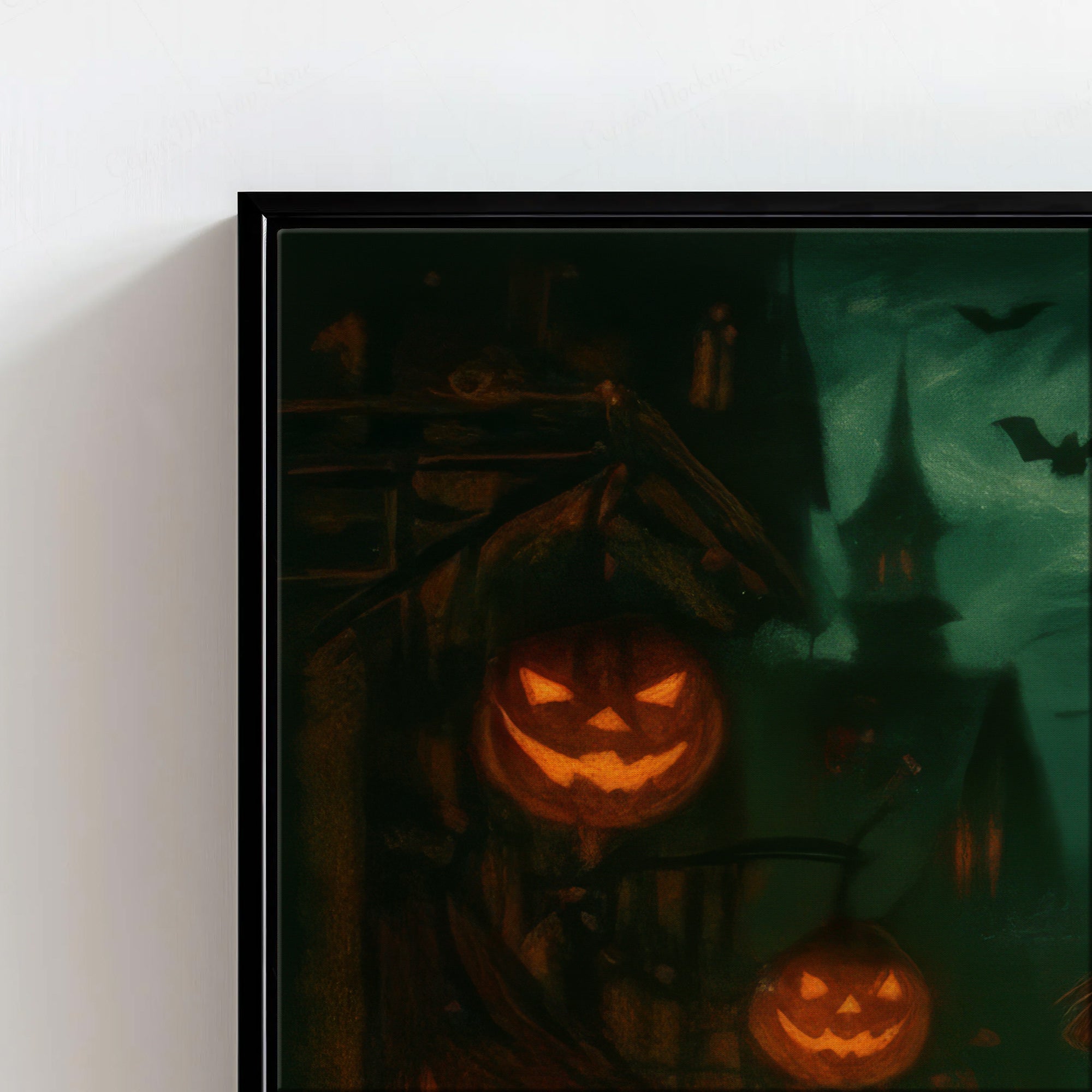 Creepy Vintage Nurse Canvas for Halloween, Haunted Street & Glowing Pumpkin, RN LPN CNA Gift