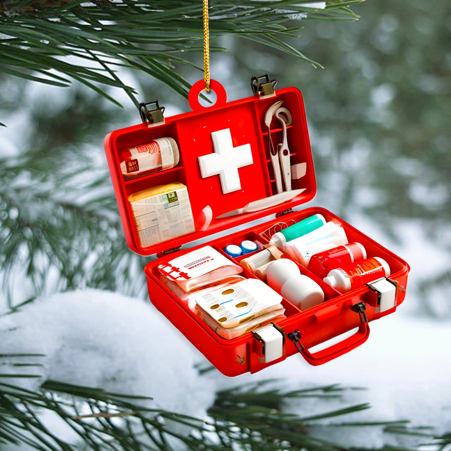 First Aid Kit Christmas Ornament, Emergency Health Kit, RN LPN CNA Healthcare Workers Gift
