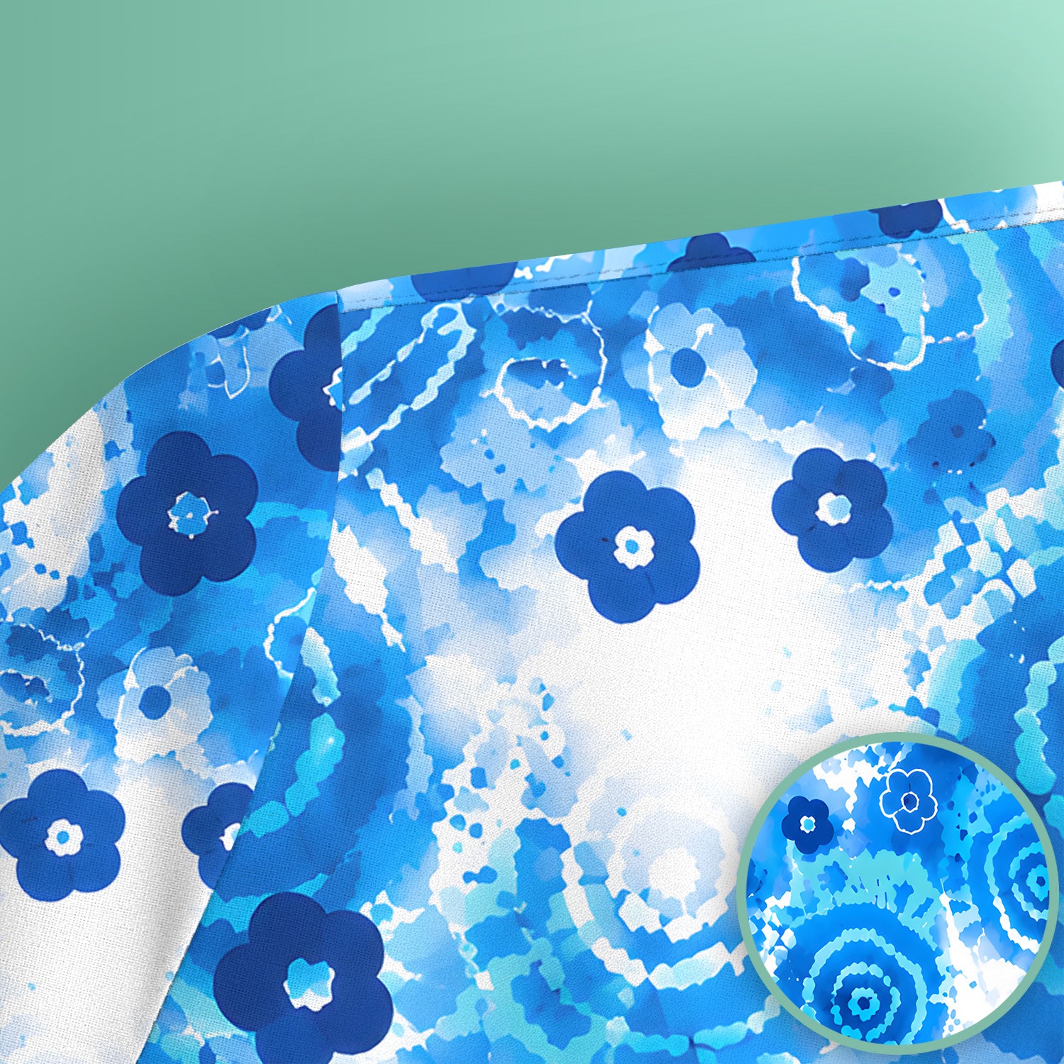 Blue Floral Spiral Nurse Pattern Scrub Top, Breathable Fabrics Nursing Uniform Scrub Top, Comfortable Scrubs for Nurses
