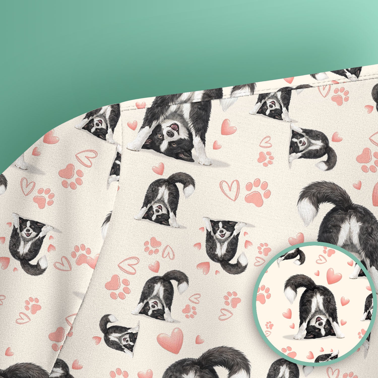 Cute Puppy Heart Medical Pattern Scrub Top, Comfortable Scrubs for Nurses