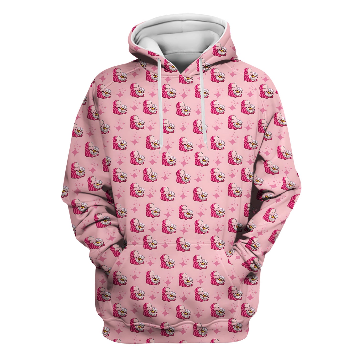 Cute Pink Mouse Print Nurse Scrubs - Funny Cartoon Animal Nursing Scrub Top For Women - Medical Uniform Gift For Healthcare Workers RN LPN CNA