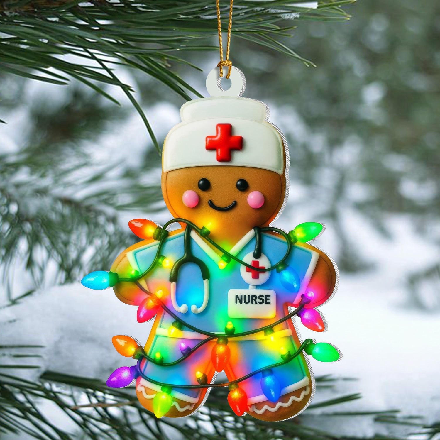 Nurse Gingerbread Christmas Ornament, Cute Holiday Tree Decoration, Healthcare Worker Gift
