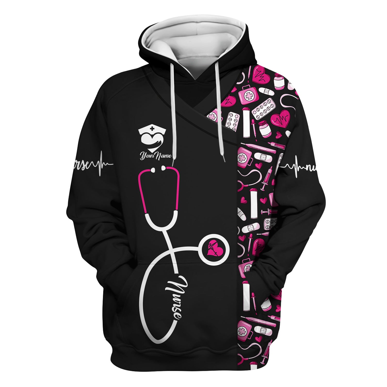 Personalized Nurse Shirt - Stethoscope & Medical Design with Heart - Custom Gift for RN CNA LPN Healthcare Workers