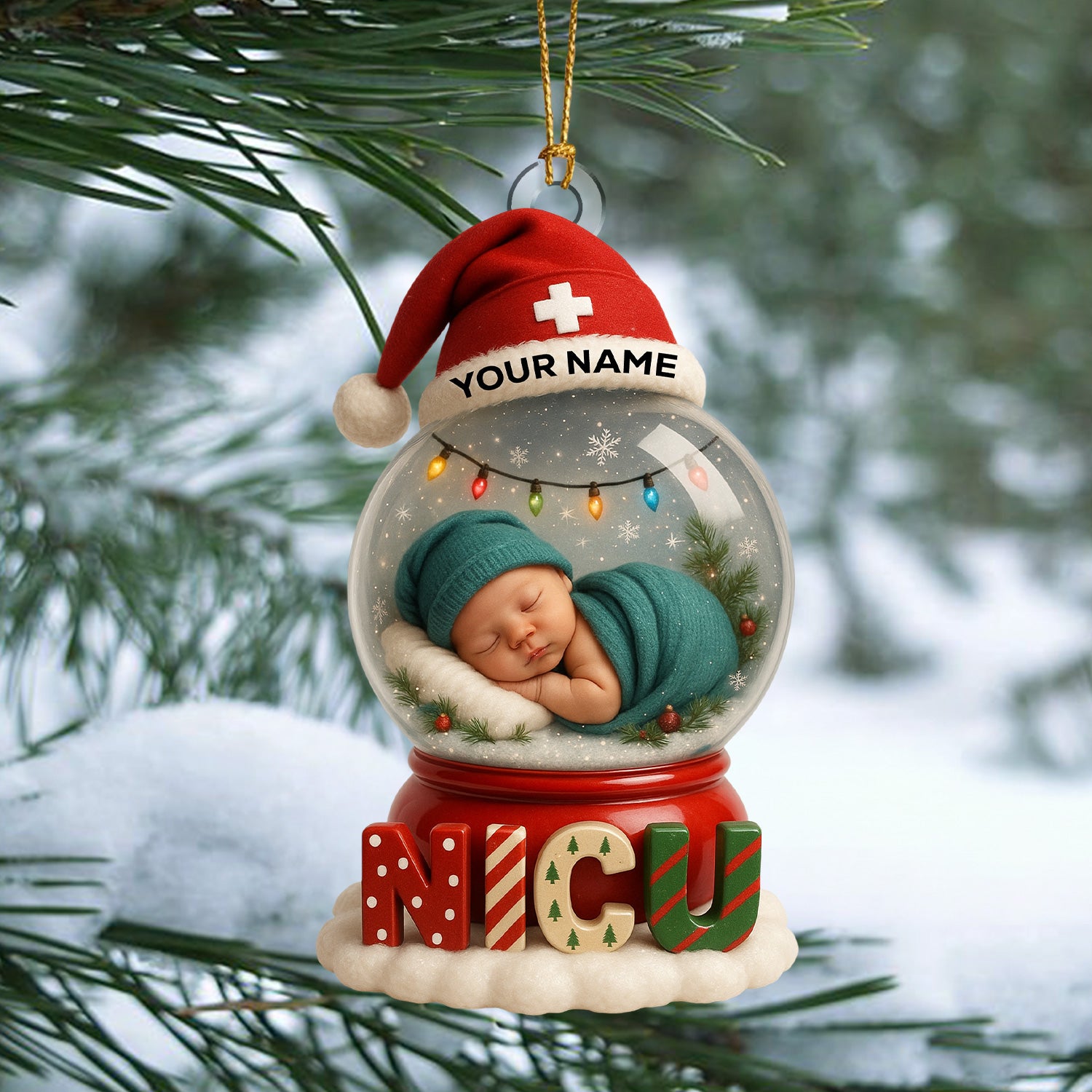 Personalized NICU Baby Ornament, Custom Name Newborn Christmas Keepsake, NICU Nurse Holiday Gift, Premature Baby Christmas Tree Decor