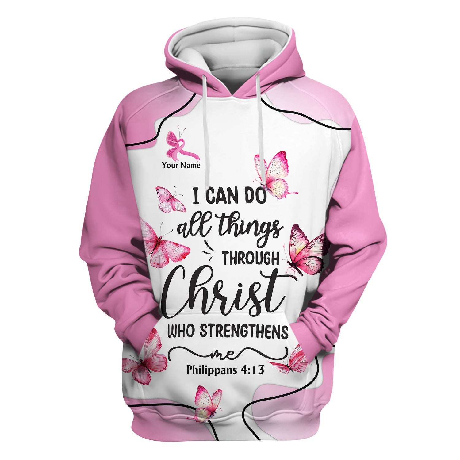 Personalized Christian Butterfly Scrub Top for Nurse -  Bible Verse All Things Through Christ - Gift for RN LPN CNA