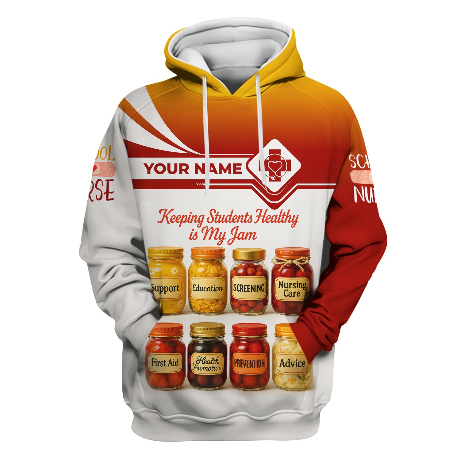 Custom Funny School Nurse Scrub - My Jam Jar Design with Custom Name - Back to School Nurse Gift for Women, RN, LPN