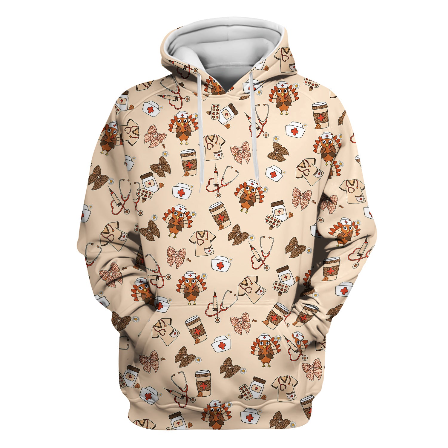 Funny Nurse Thanksgiving Scrub - Turkey & Stethoscope Medical Design - Gift for RN LPN Healthcare Workers