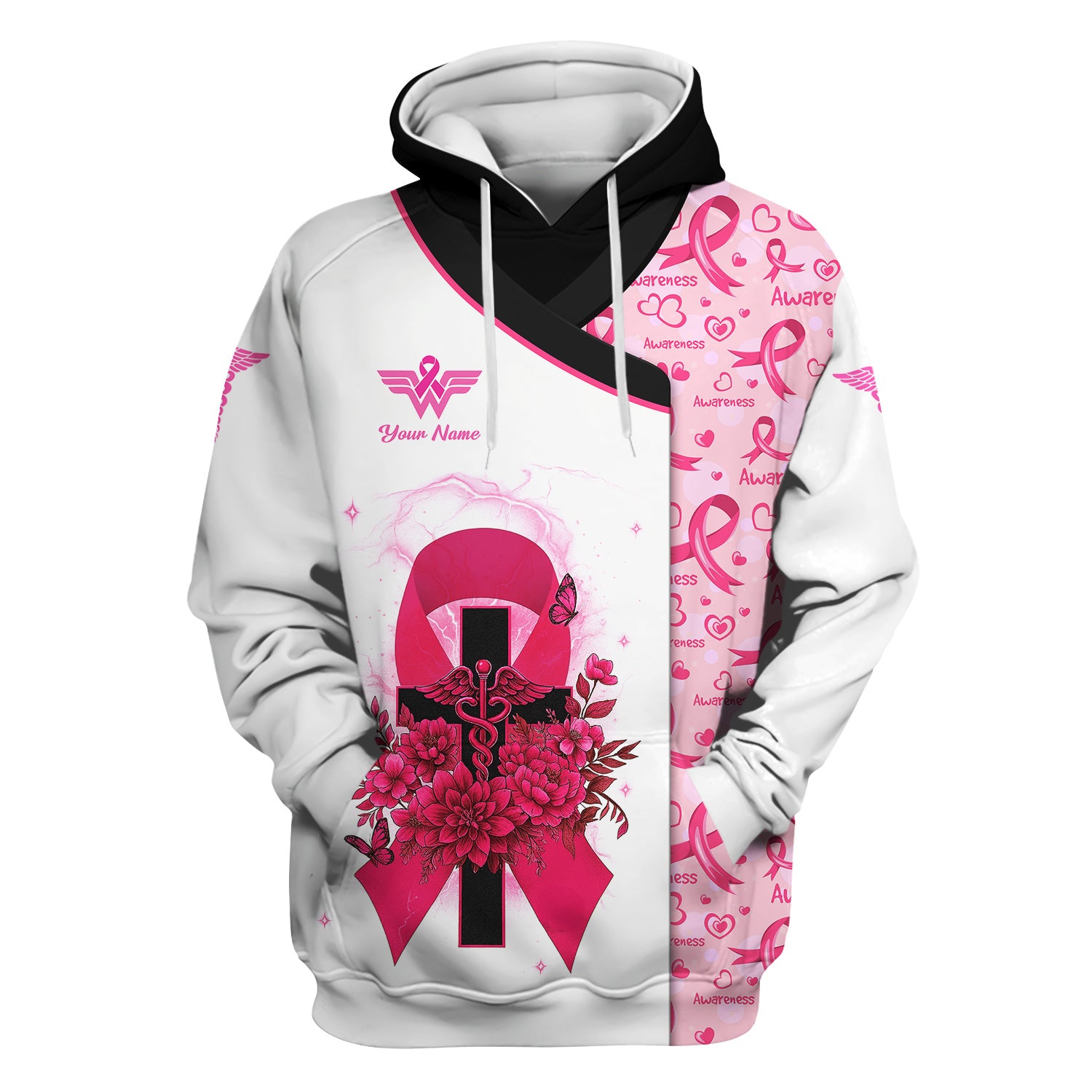 Custom Breast Cancer Warrior Shirt - Pink Ribbon Cross & Being Strong Is The Only Choice Tee - Gift for Women RN, LPN, CNA