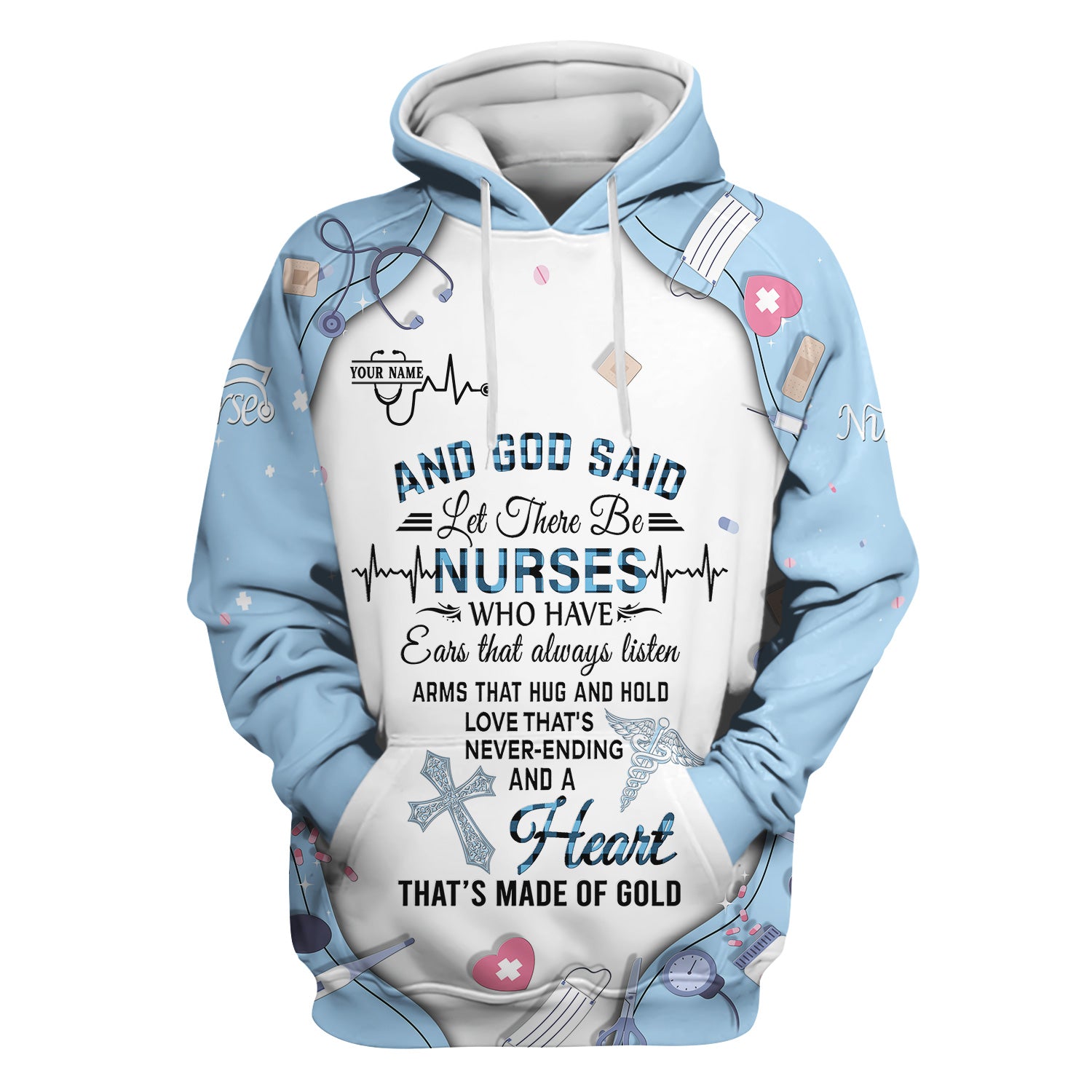 Personalized Nurse Shirt Christian Apparel - And God Said Let There Be Nurses Graphic Tee - Gift for RN LPN CNA