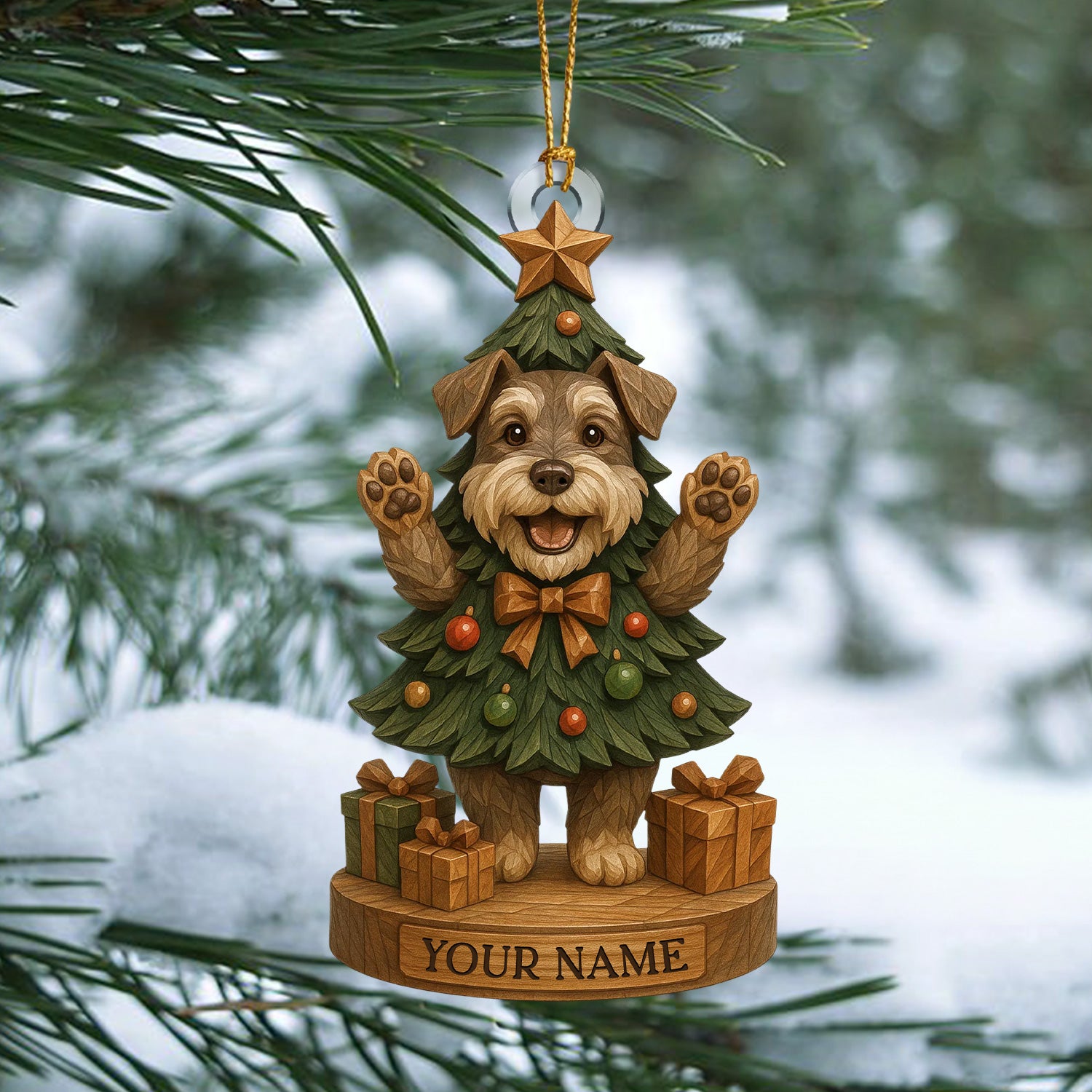 Personalized Dog Christmas Tree Ornament, Custom Name Holiday Pup Décor, Cute Xmas Gift For Dog Lovers