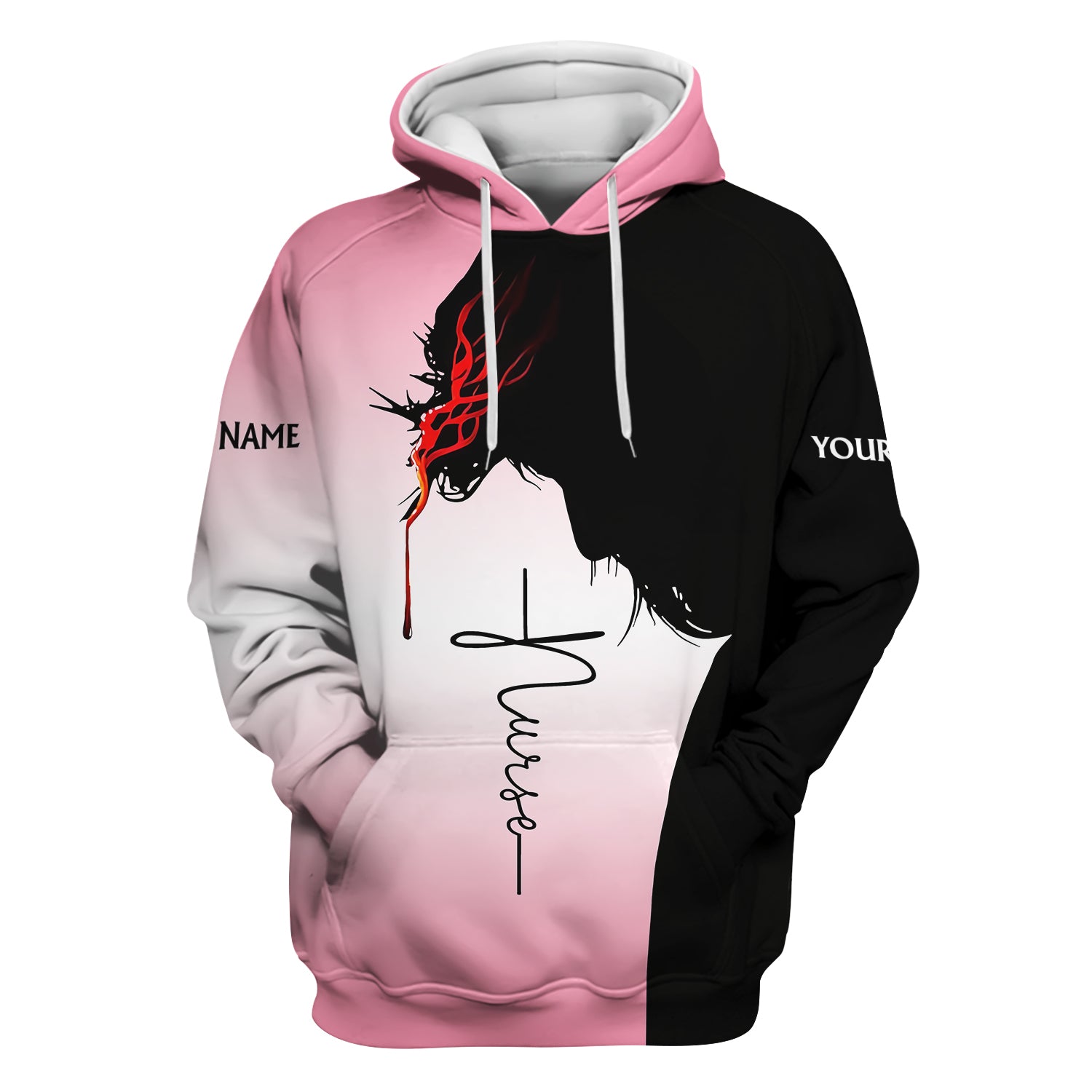 Personalized Christian Nurse Scrub Top - Christian Cross & Jesus Faith Design - Gift for RN LPN CNA