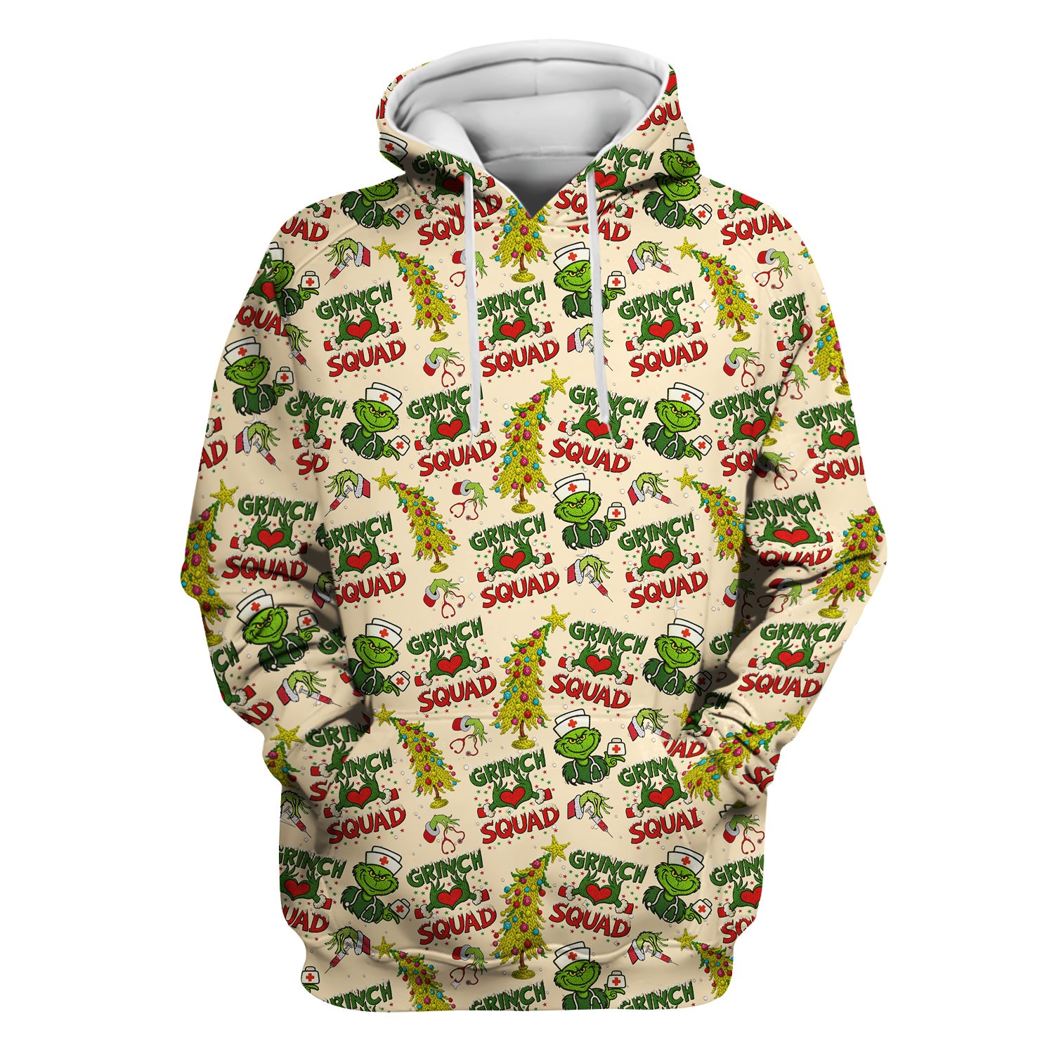 Grinch Squad Christmas Scrub Shirt - Funny Holiday Scrub Top for Nurses - Multi Color Nursing Work Shirt with Pockets
