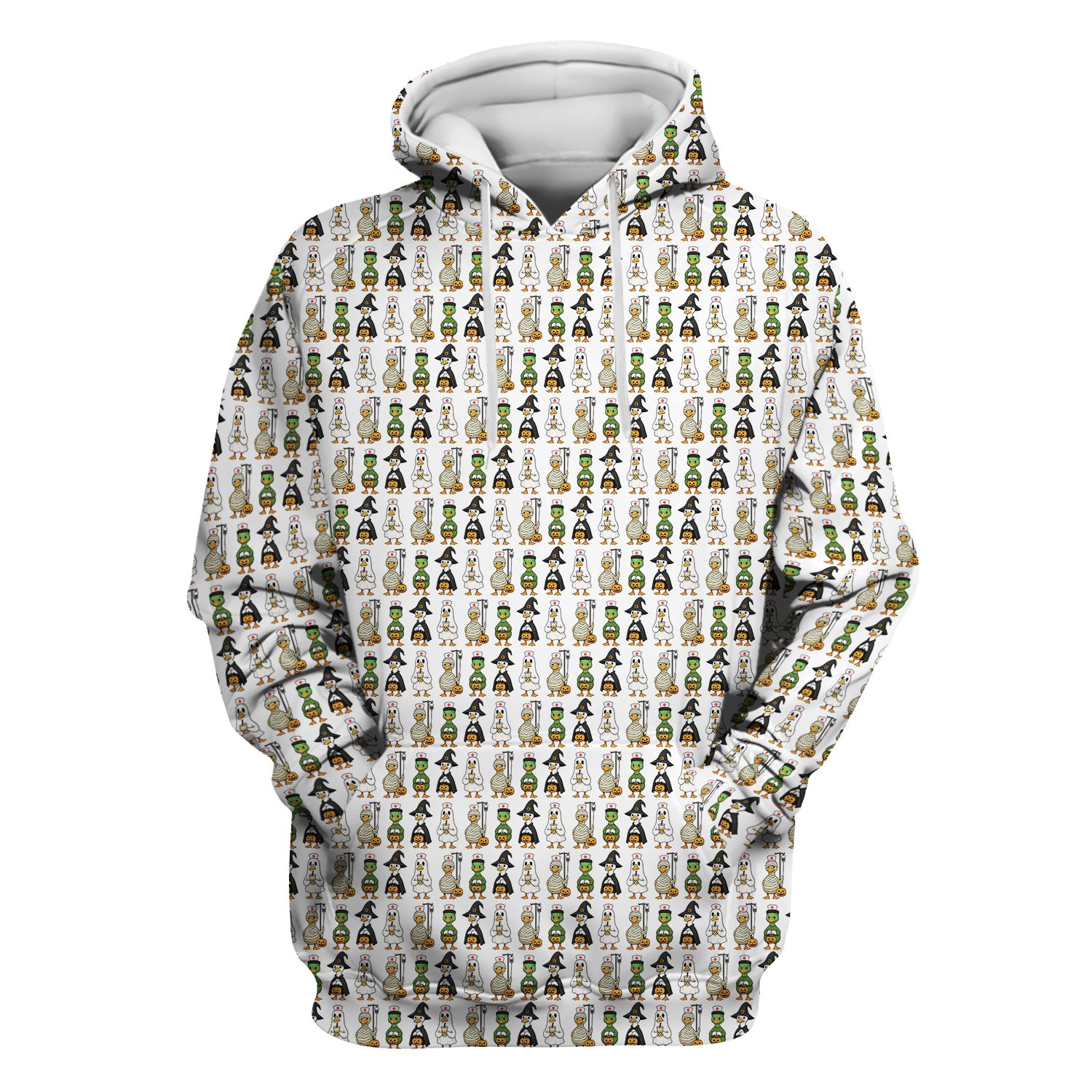 Funny Nurse Halloween T-Shirt - Cute Duck in Halloween Costumes Pattern Design - Gift for Women RN LPN & Healthcare Workers