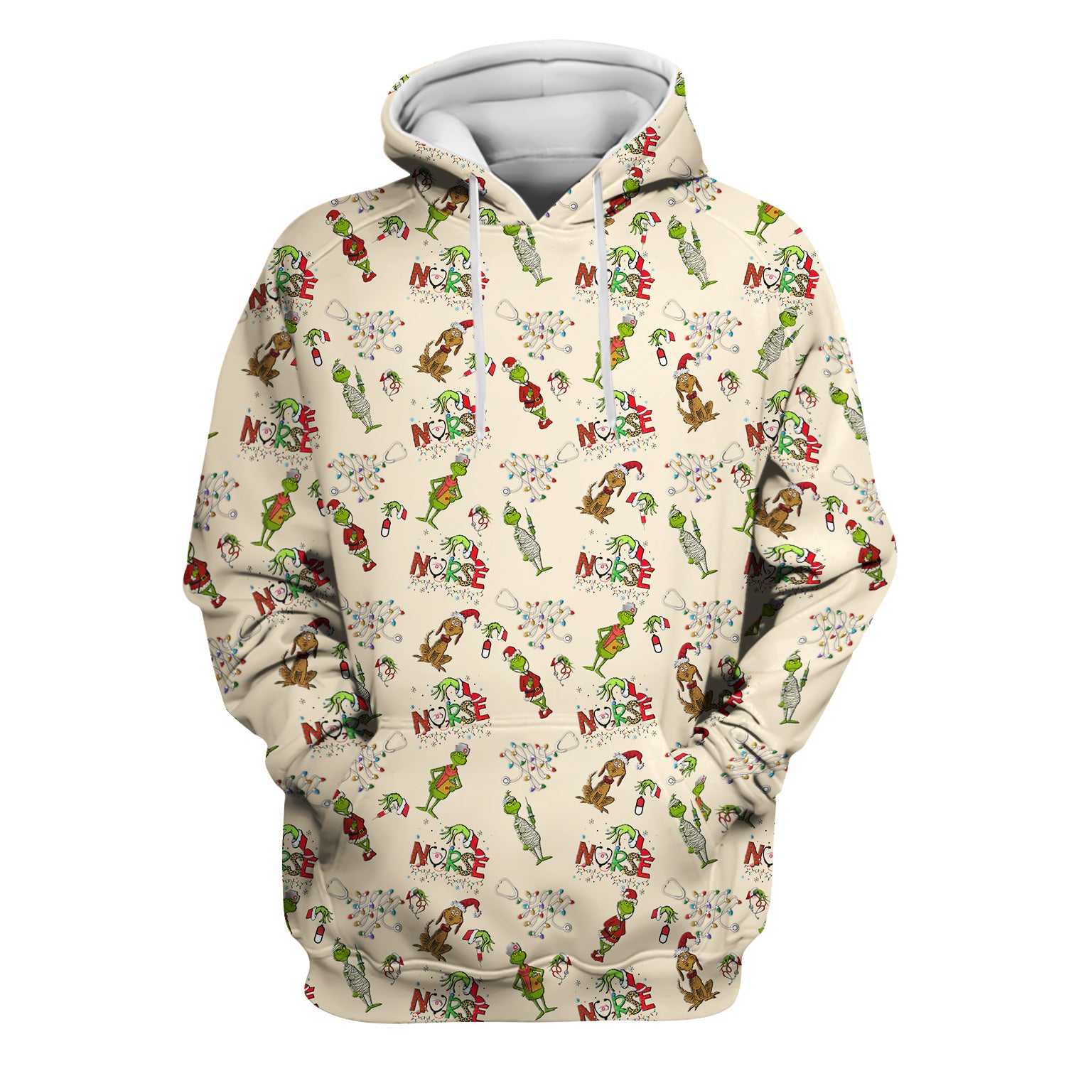 Christmas Nurse Scrub Top for Women - Funny Grinch Nursing Scrub Shirt Multi Color - Cute Holiday Medical Work Shirt with Pockets