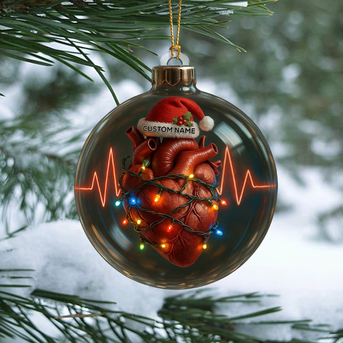 Personalized Anatomical Heart Christmas Ornament, Custom Name Medical Heart Ornament, Nurse Doctor Heartbeat Tree Decor, Medical Christmas Gift