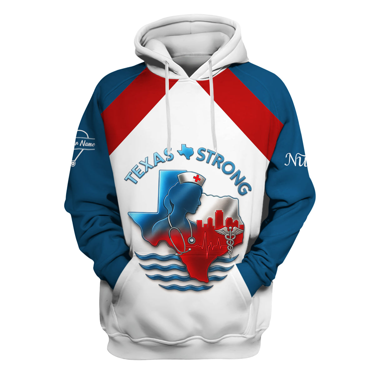 Texas Strong Nurse Scrubs - Personalized with Stethoscope & Texas Flag - Custom Name for RN, CNA, LPN - Gift for Healthcare Workers