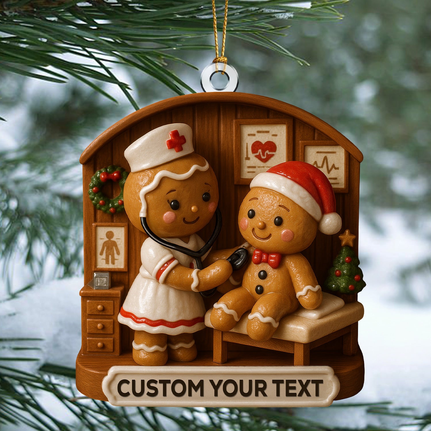 Personalized Gingerbread Nurse Christmas Ornament , Nursing Ornament With Custom Name, Nurse Xmas RN Gift
