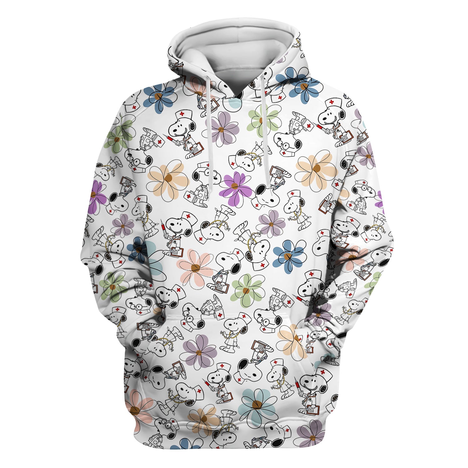 Funny Dog Doctor Scrub Top – Cute Cartoon Puppy & Flower Graphic - Gift for RN LPN CNA Healthcare Workers