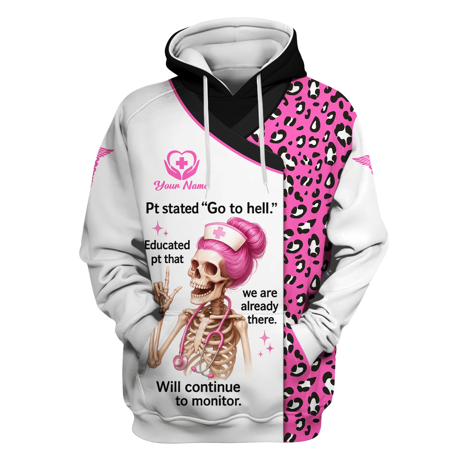 Custom Funny Nurse Shirt - Pink Skeleton & Sarcastic Quote Design - Gift for RN, LPN, Healthcare Workers