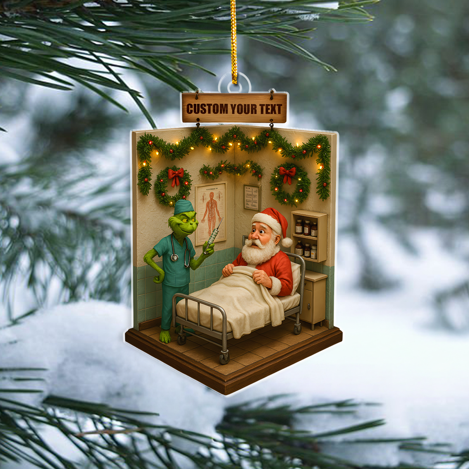 Custom Nurse Ornament Christmas Tree, Funny RN CNA LPN Gift for Women, Nurse Holiday Decoration