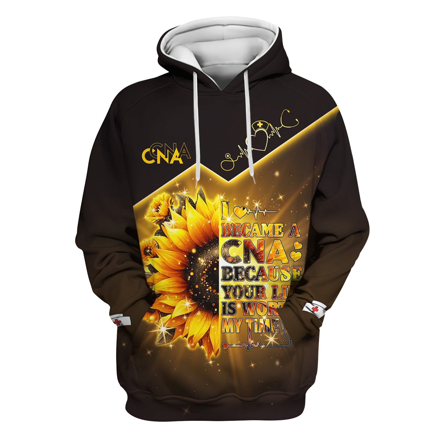 Personalized Proud CNA Scrub Top - Life Is Worth My Time Heartbeat Design - Gift for RN LPN Healthcare Workers