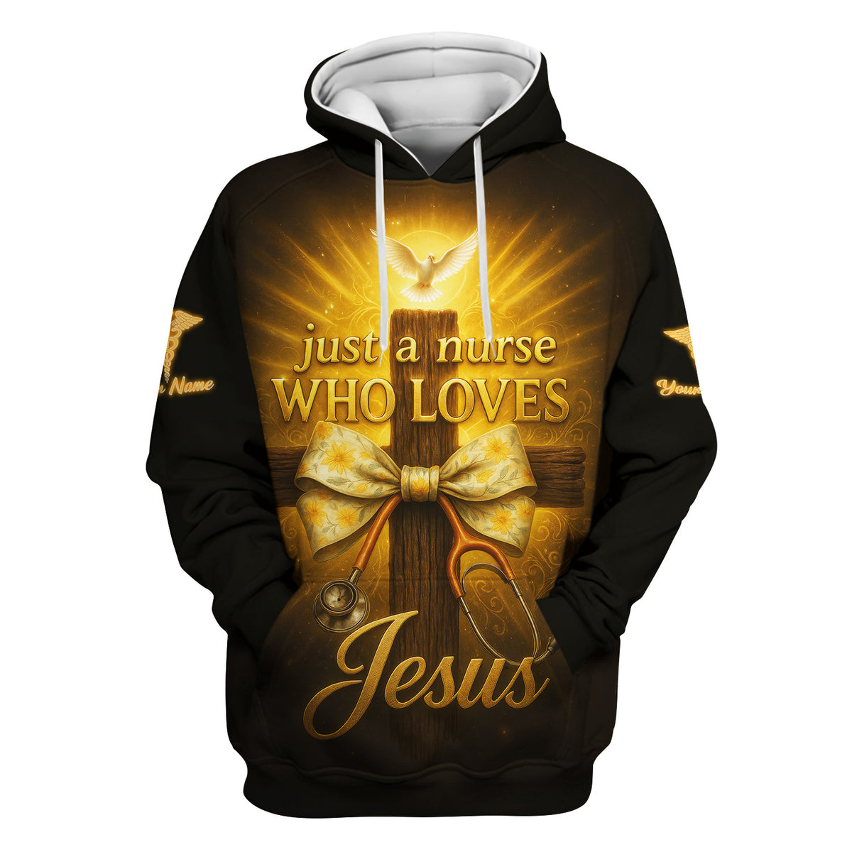 Faith Nurse Scrubs Shirt for Women - Just a Nurse Who Loves Jesus Design - Christian Medical Uniform Top for RN CNA LPN