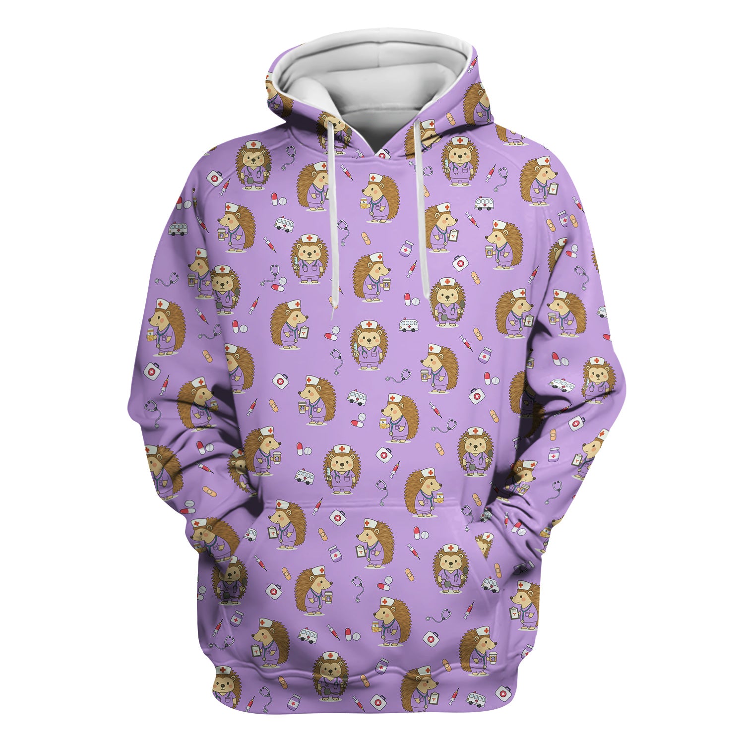 Cute Hedgehog Nurse Scrub Top - Funny Animal & Medical Design - Gift for Women RN LPN Pediatric Nurses