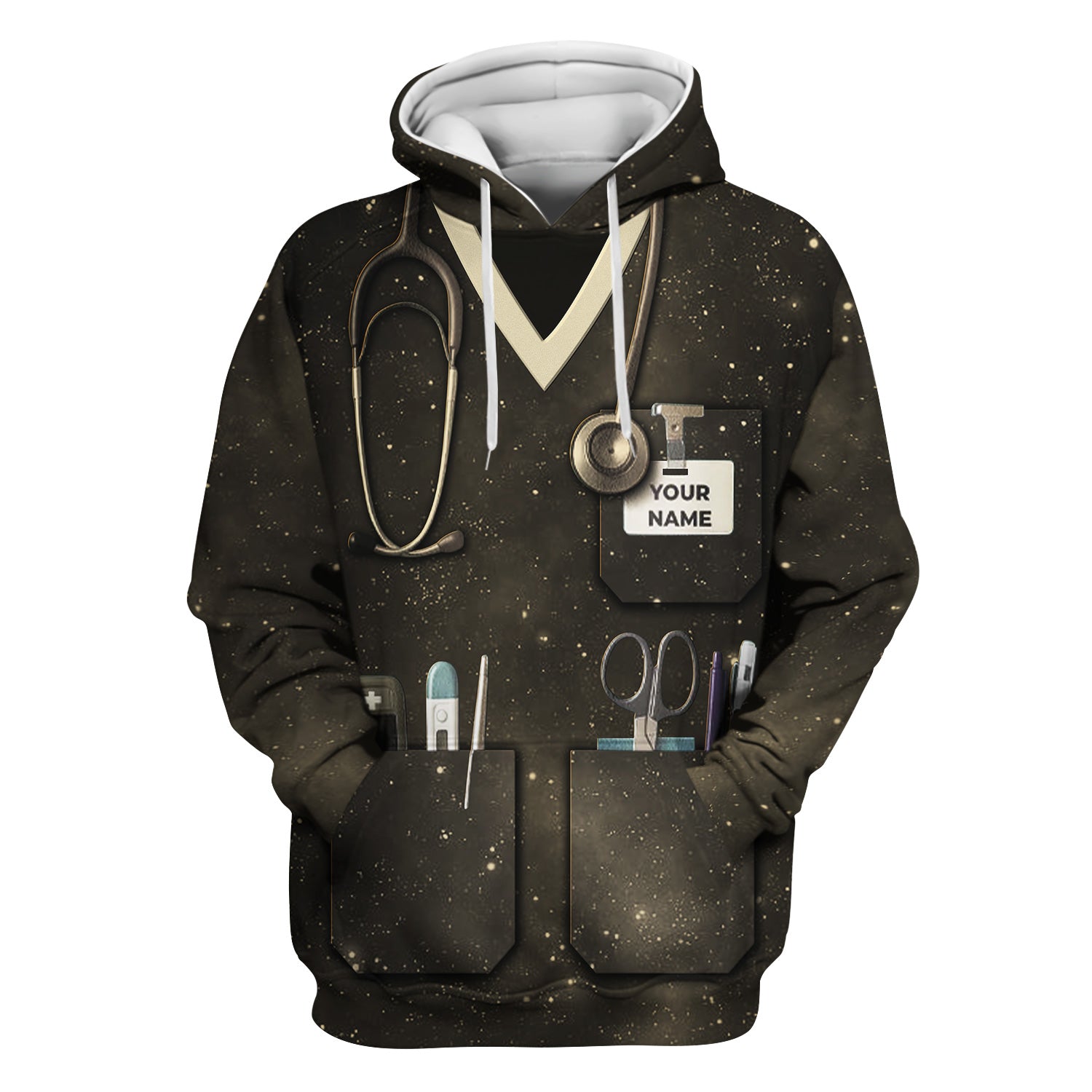 Custom Name Nurse Scrub Shirt - Stethoscope Pocket Tools & Flower Inspiration Design - Appreciation Gift for RN CNA LPN Healthcare Workers