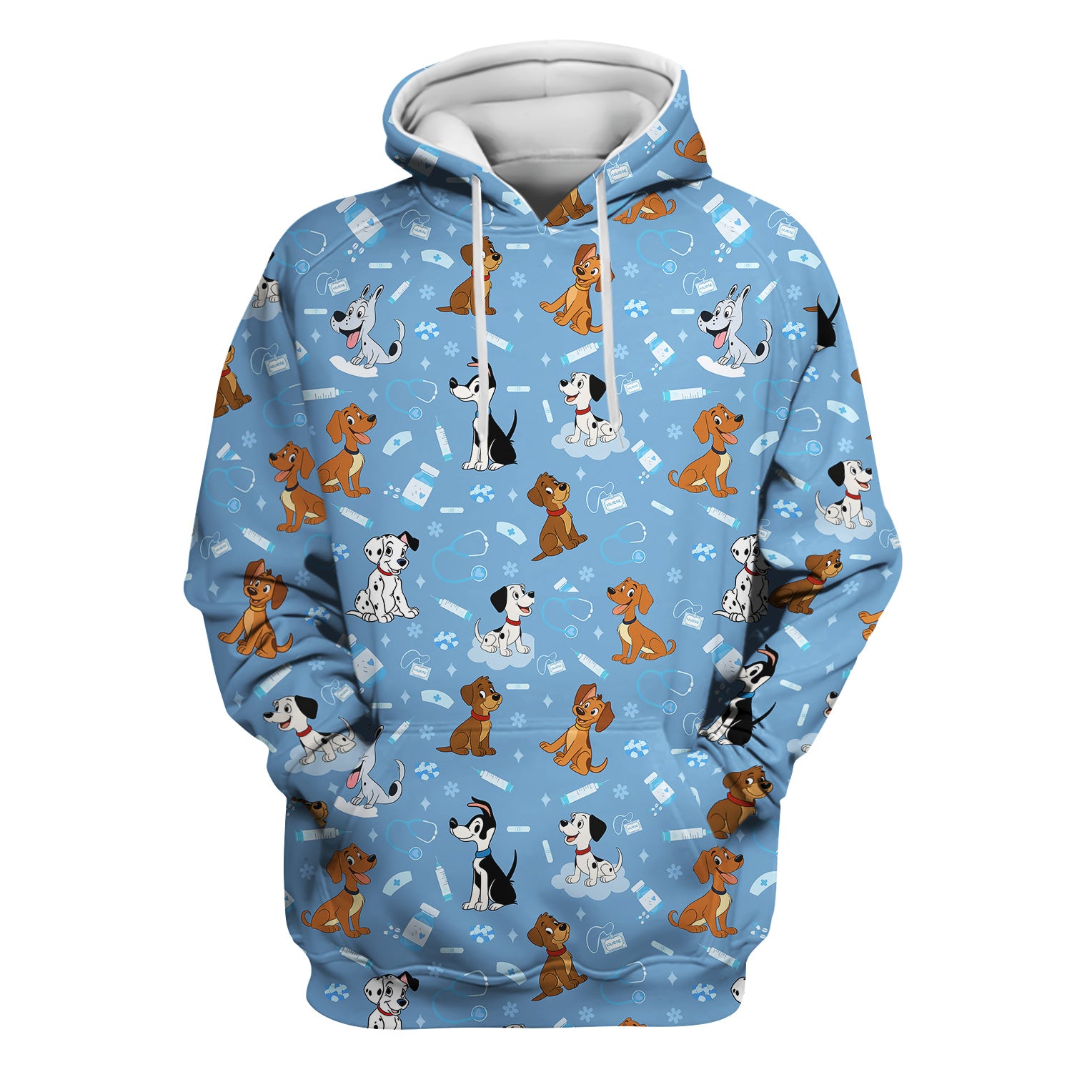 Cute Cartoon Dog Scrubs Top - Fun Puppy Pattern Medical Shirt for Veterinarians, Vet Techs, Animal Lovers - Pet Care Workwear Gift