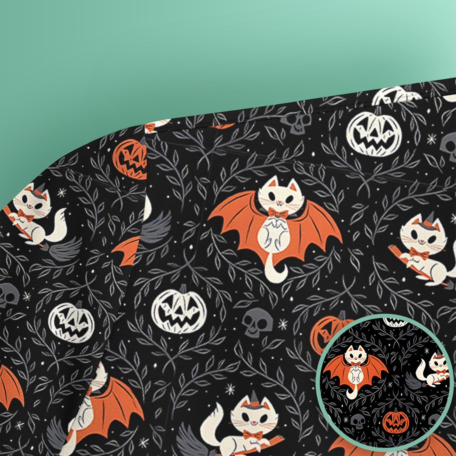 Cute Halloween Vampire Cat Pattern Scrub Top, Comfortable Scrubs for Nurses