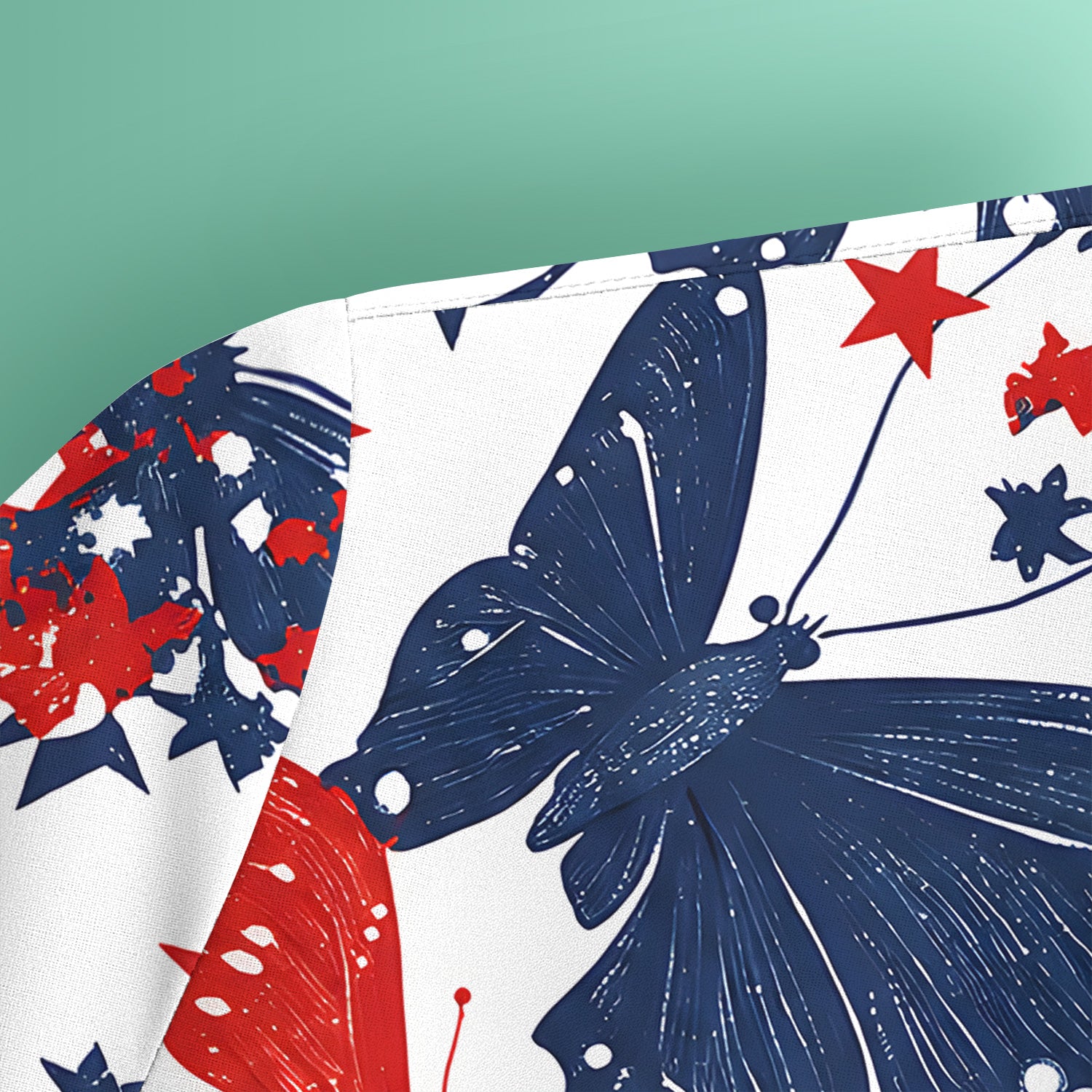 Patriotic Butterfly with Red White Blue Stars Scrub Top, Comfortable Scrubs for Nurses