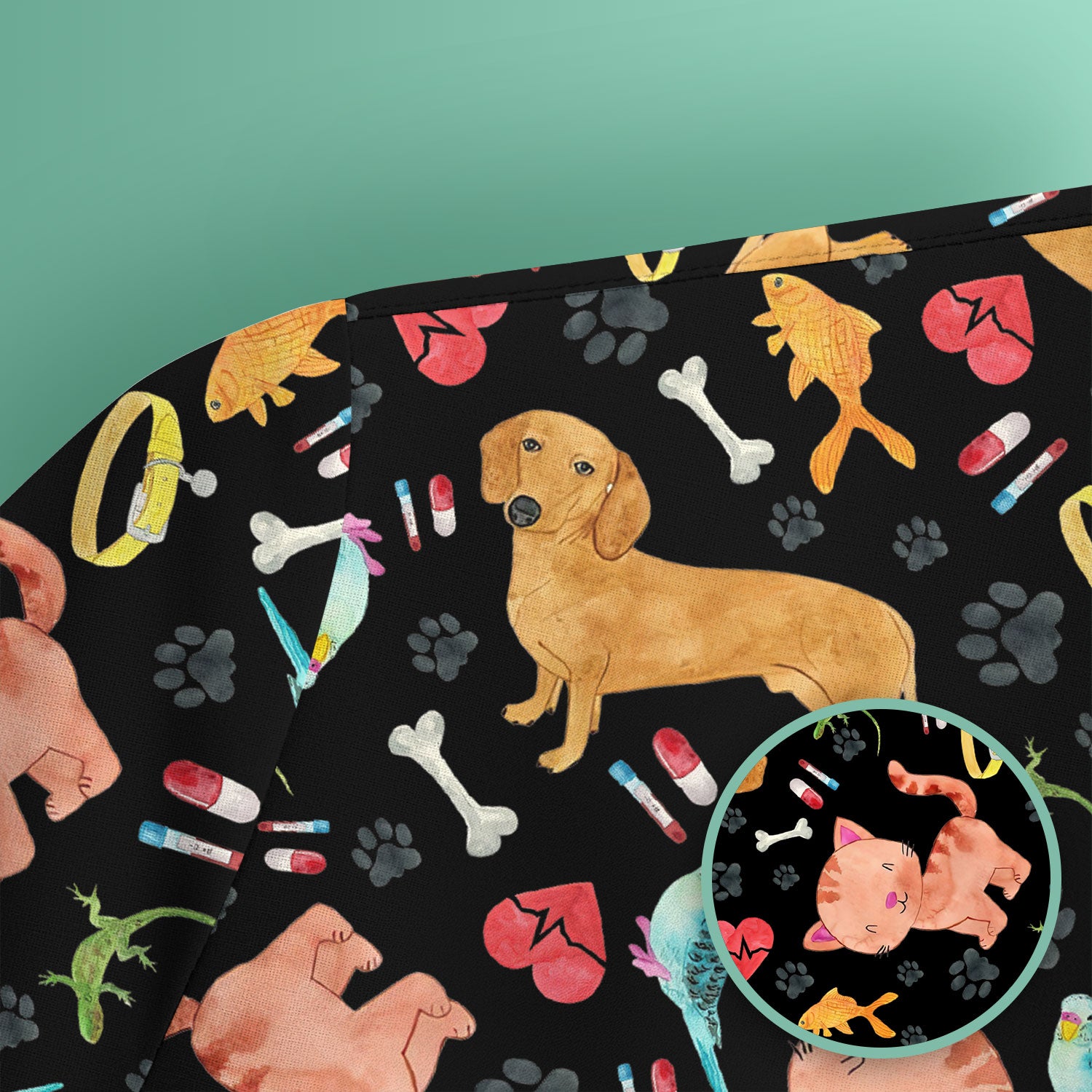 Cute Cat Dog Scrub Top - Animal Lover Medical Uniform - Funny Veterinary Nurse Shirt for Women RN CNA LPN