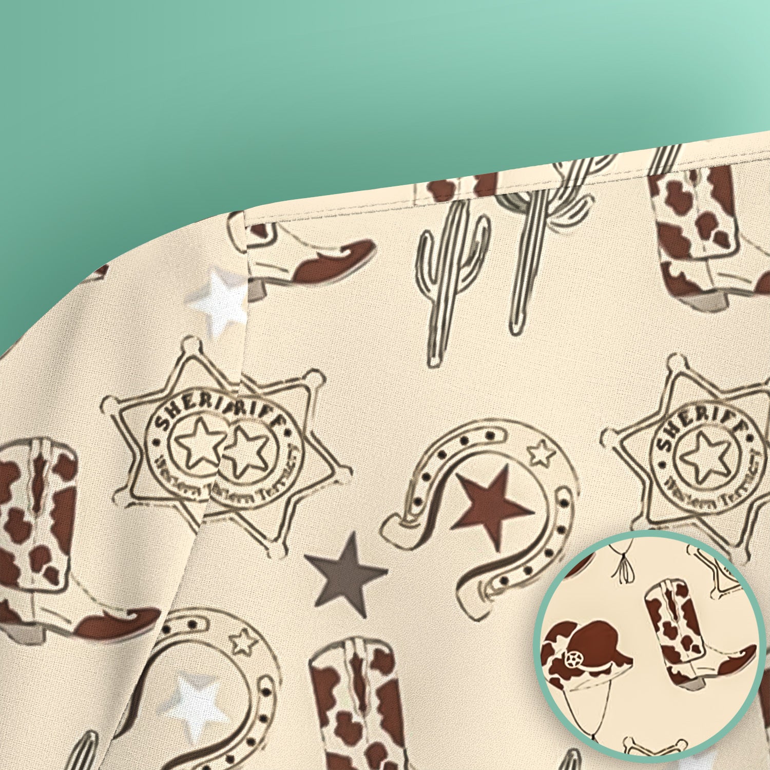 Funny Cowboy Hats & Boots Pattern Scrub Top, Comfortable Scrubs for Nurses