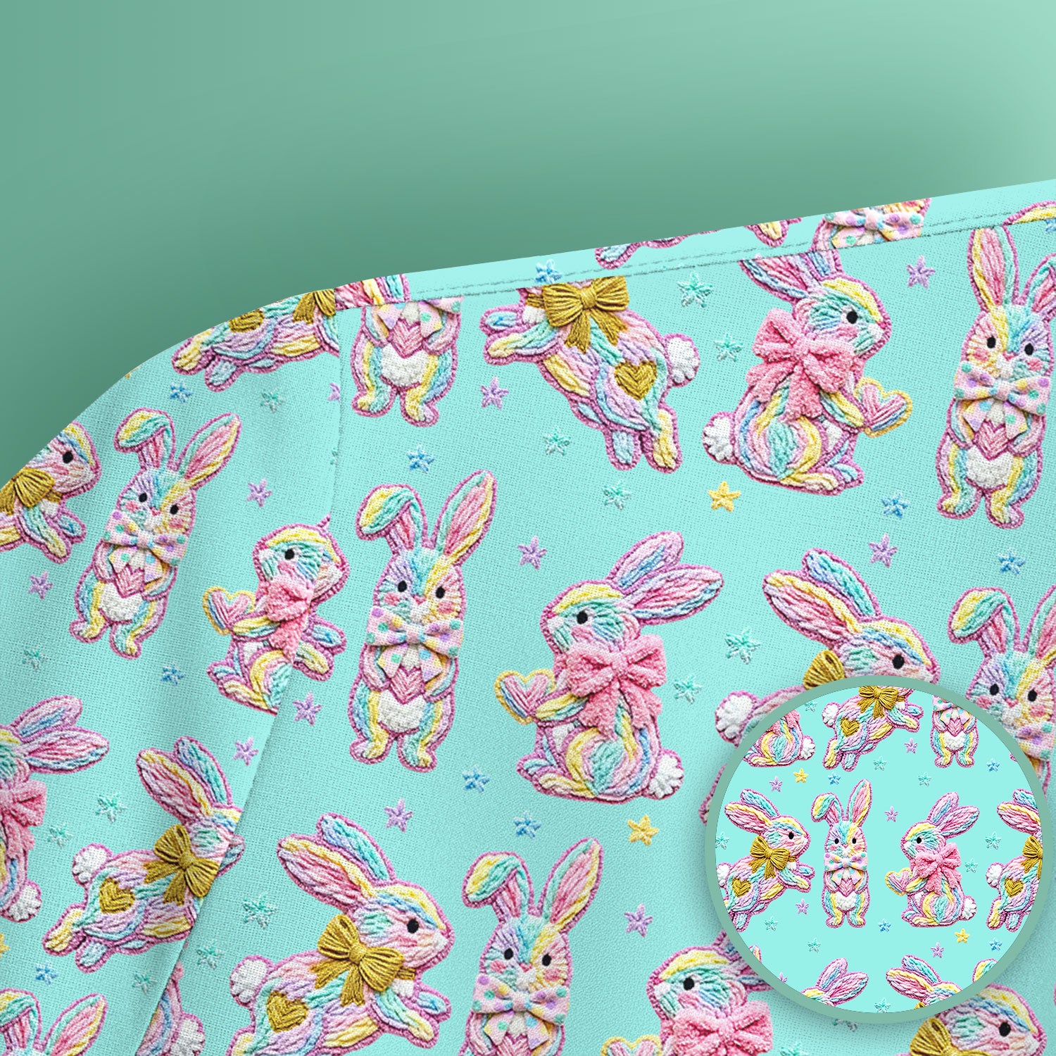 Cartoon Bunny All Over Print Scrub Top, Comfortable Scrubs for Nurses, Easter