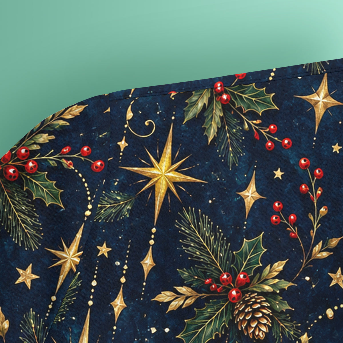 Elegant Christmas Gold Stars and Pinecones Pattern Scrub Top, Comfortable Scrubs for Nurses