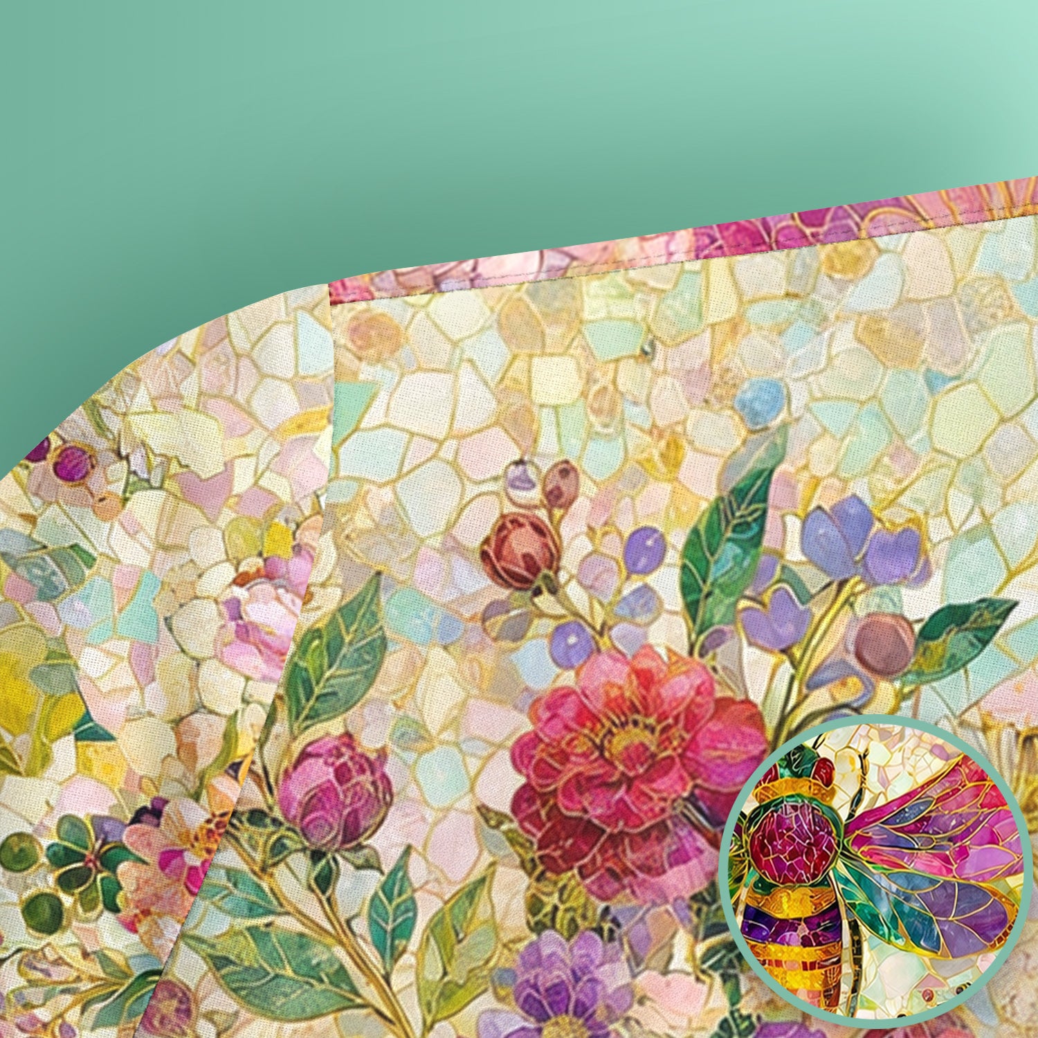 Vibrant Mosaic Bee Nurse for RN, CNA, Floral Garden Medical Scrub Top, Comfortable Scrubs for Nurses