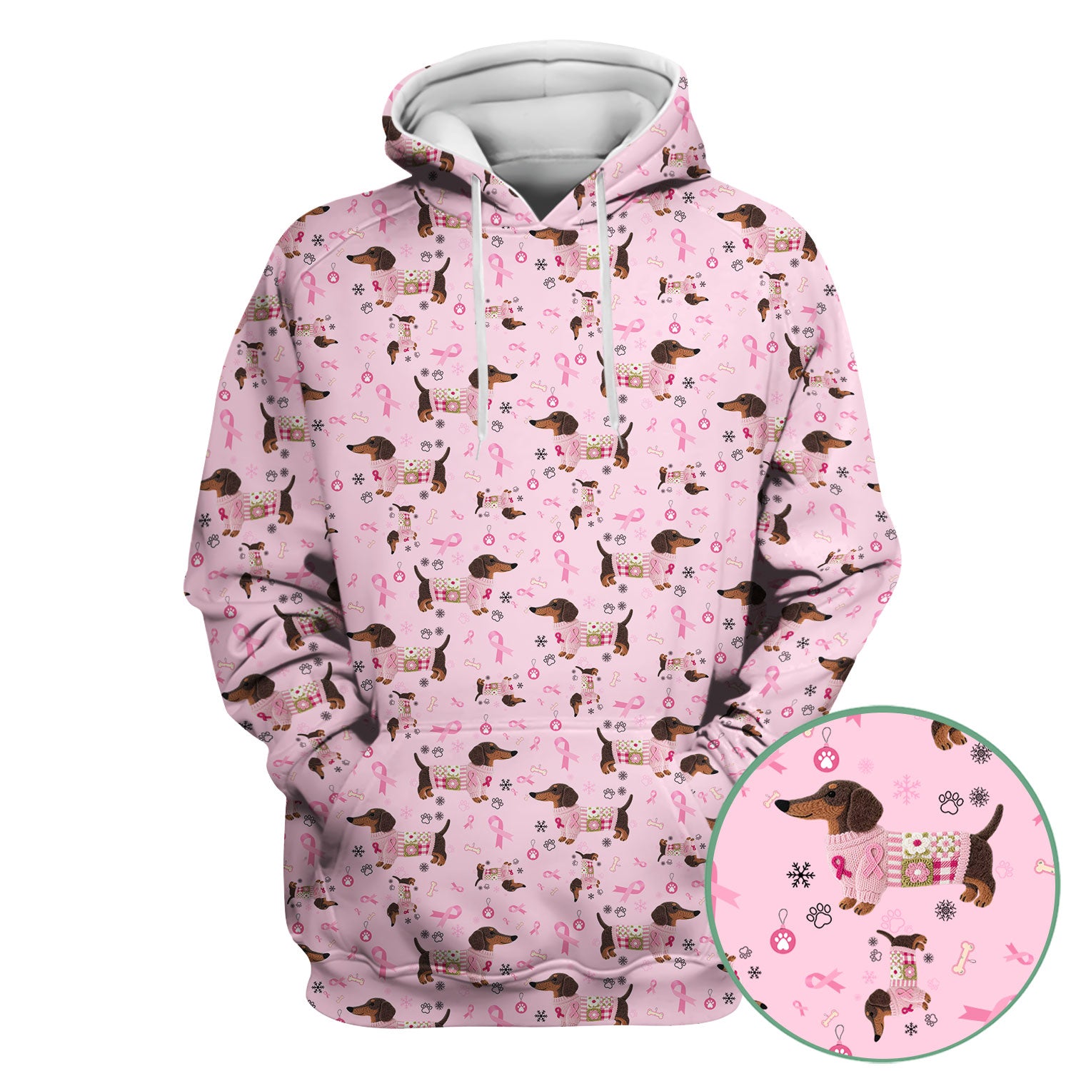 Pink Dachshund Breast Cancer Awareness Scrub Top - Puppy Dog Ribbon Nurse Shirt - Wiener Support Fight Cancer Medical Uniform Gift