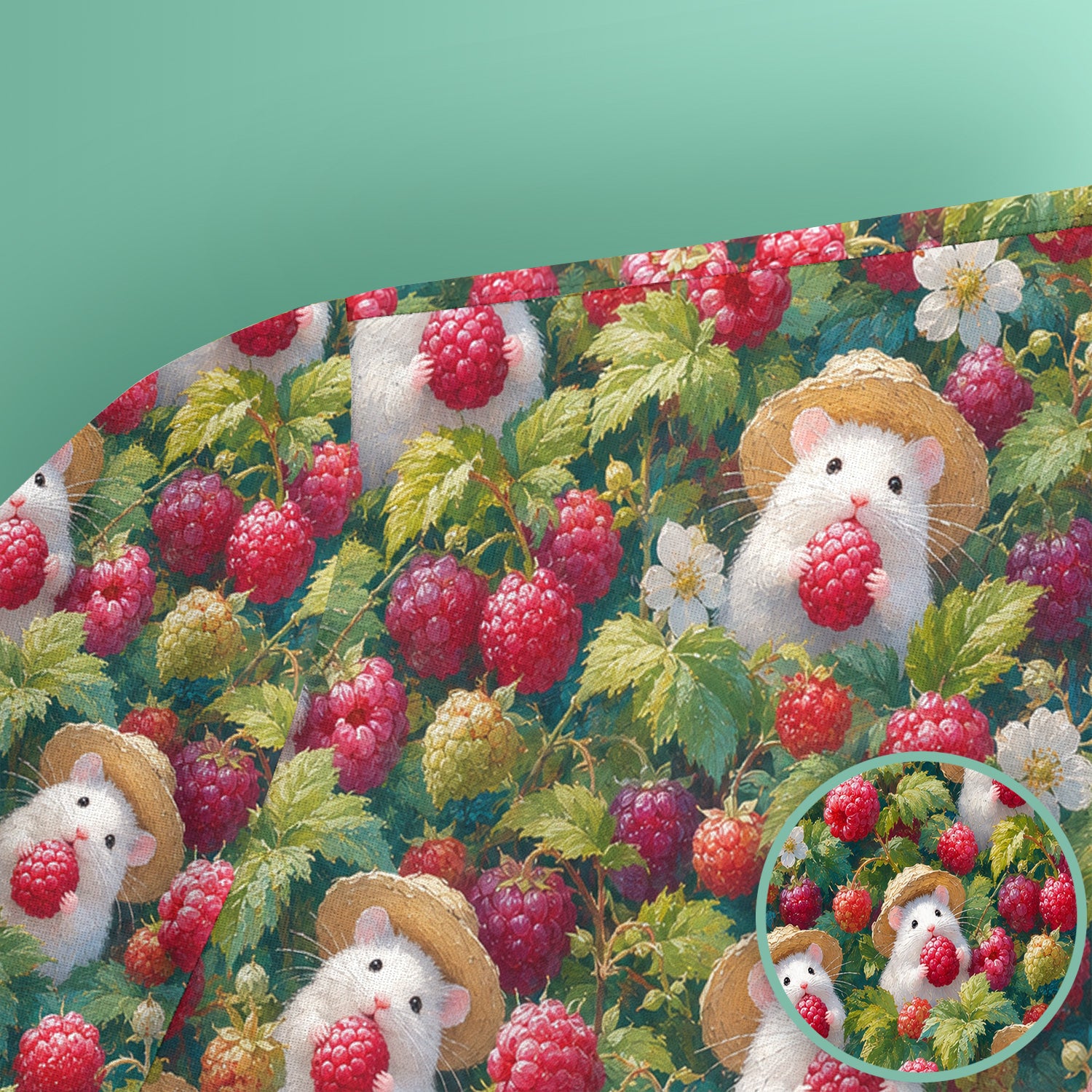 Cute Raspberry Mouse Garden Pattern Scrub Top, Comfortable Scrubs for Nurses