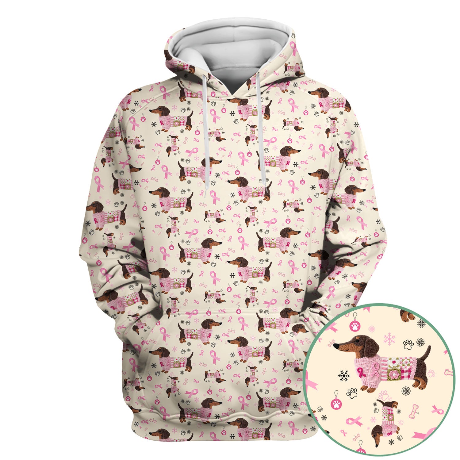 Pink Dachshund Breast Cancer Awareness Scrub Top - Puppy Dog Ribbon Nurse Shirt - Wiener Support Fight Cancer Medical Uniform Gift