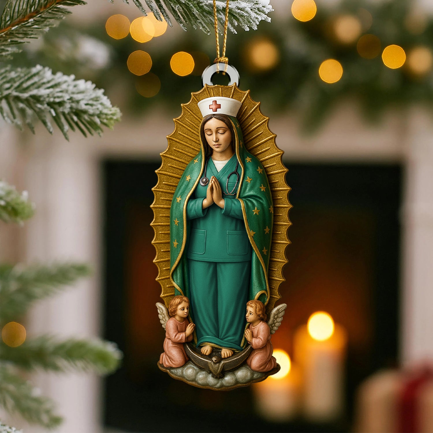 Custom Nurse Virgin Mary Ornament, Personalized Religious Christmas Decoration, Unique Faith Inspired Gift for Nurses And RN